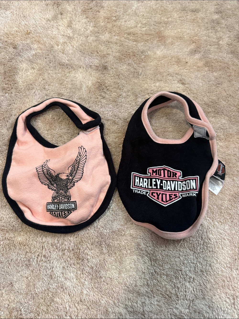 Harley-Davidson Pink Baby Bib Pair